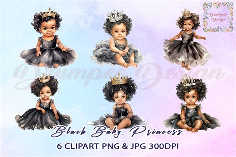 Watercolor Black Baby Princess Clipart Graphic by Drumpee Design · Creative Fabrica