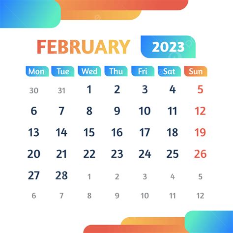 February 2023 Monthly Calendar, February 2023, 2023, Calendar PNG and ...