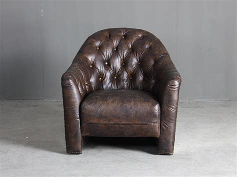 Single Seater Leather Sofa Vintage Brown Leather Sofa For Restaurant Dining