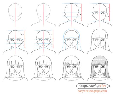 Top 134+ Anime girl face drawing step by step - Merkantilaklubben.org