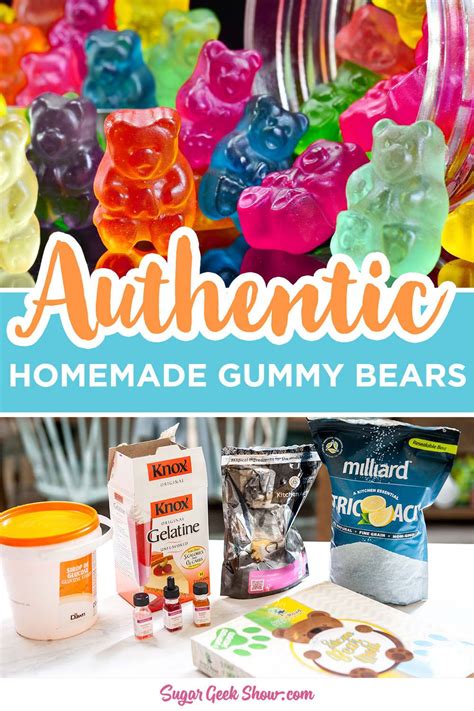 an assortment of gummy bears sitting on top of a table with text ...