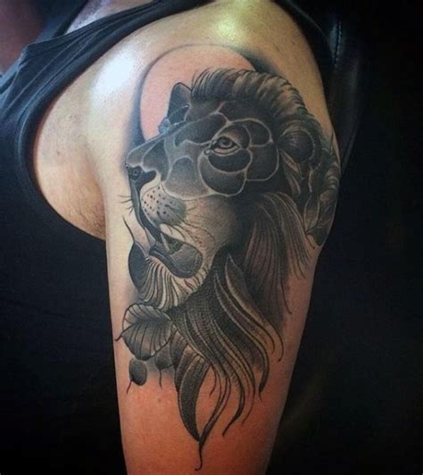 14+ Black And White Lion Tattoo Designs & Ideas | Mens lion tattoo ...