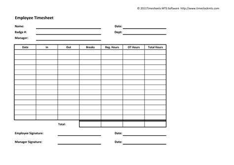 Weekly Timesheet Template Free Printable - Printable Templates