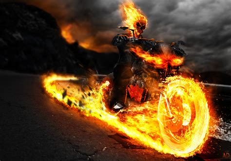 Ghost Rider On Bike Artwork Wallpaper,HD Superheroes Wallpapers,4k Wallpapers,Images,Backgrounds ...