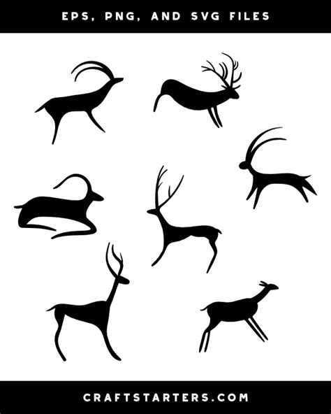 Deer Cave Painting Silhouette Clip Art