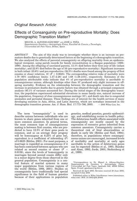 (PDF) Effects of consanguinity on pre-reproductive mortality: Does ...