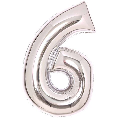 Number 6 Large Foil Balloon 56cm x 92cm - Silver | BIG W