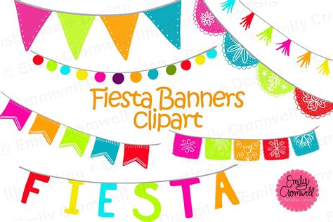 Fiesta Banners Digital Clipart | Banner clip art, Mexican paper banner, Banner template