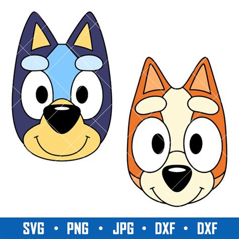 Bluey And Bingo Face SVG, Bluey Heeler SVG, Bingo Heeler SVG | Inspire Uplift