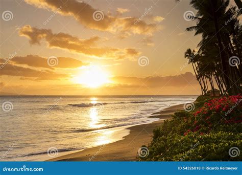 Beautiful Tropical Sunset At Kaanapali Beach In Maui Hawaii Stock Photo - Image: 54326018