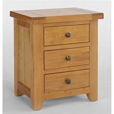 Devon Solid Oak Three Drawer Bedside Table - Buy Now