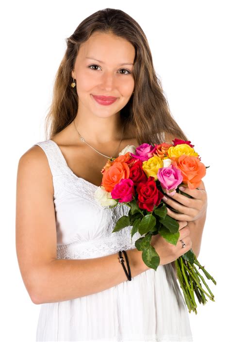 Woman With Flowers Bouquet Free Stock Photo - Public Domain Pictures