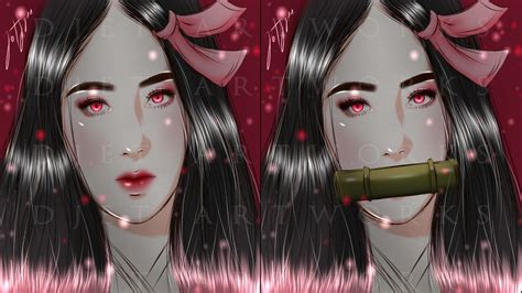 Demons Slayer's Kamado Nezuko's fanart. W/ & w/o her bamboo muzzle~ Muzzle, Kamado, Demons ...