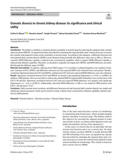 (PDF) Osmotic diuresis in chronic kidney disease: its significance and clinical utility