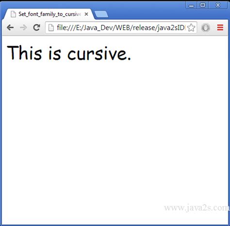 Set font-family to cursive in HTML and CSS