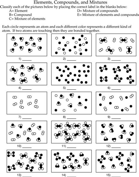 Element Compound Mixture Worksheet Chemistry Worksheet Matter 1 Pdf ...