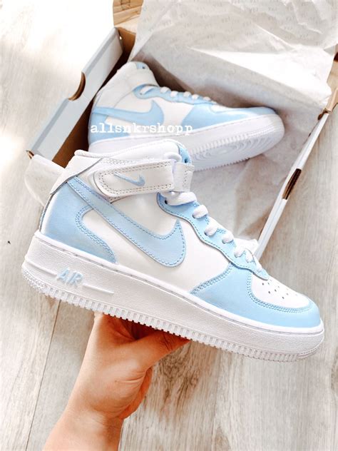 Baby blue nike air force 1 mid custom | Jordan shoes girls, Nike shoes girls, Nike shoes women