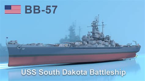 3D uss south dakota battleship model - TurboSquid 1357443