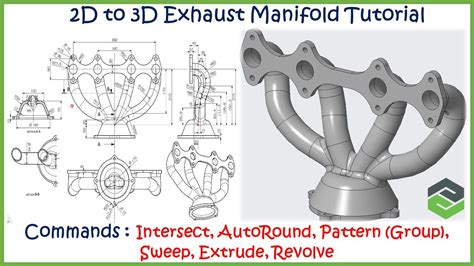 Exhaust Manifold in Creo | Solidworks tutorial, Autocad tutorial, 3d modeling tutorial