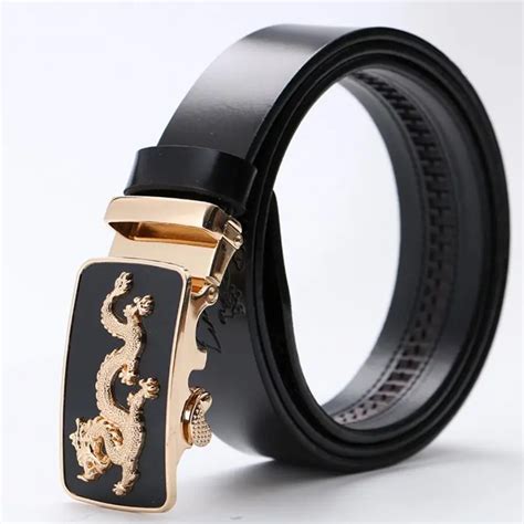 Men's Leather Ratchet Dress Belts with Automatic Buckle Genuine Leather belt for Men Casual ...