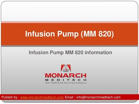 Infusion pump full specification information - Medical Equipment