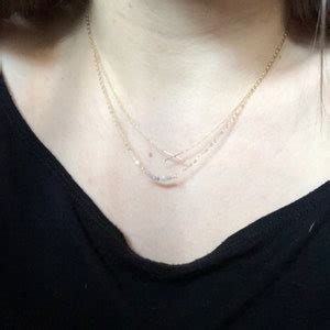 Raw Diamond Necklace, Rough Diamond Necklace, Tiny Diamond Necklace, Diamond Necklace, Tiny Gold ...