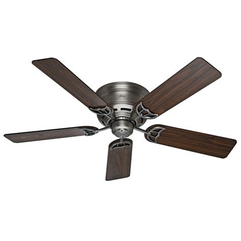 Hunter Low Profile Iii 52-in Antique Pewter Indoor Flush Mount Ceiling Fan (5-Blade) at Lowes.com