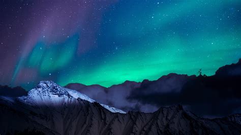 1920x1080 Northern Lights Night Sky Mountains Landscape 4k Laptop Full ...