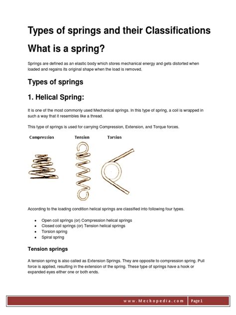 Types of Springs and Their Classifications | PDF | Mechanical ...