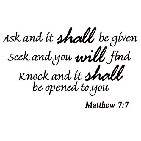 VWAQ Ask and It Shall Be Given You, Seek and You Shall Find Matthew 7:7 - Bible Verse Wall Quote ...