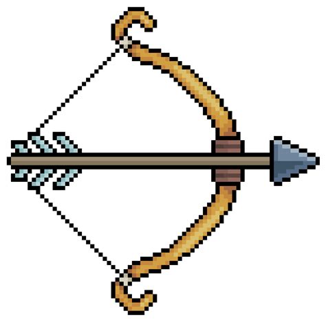 Pixel art archer bow and arrow vector icon for 8bit game on white background 11644561 Vector Art ...