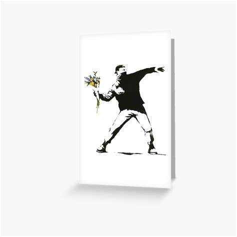 "Banksy Flower Thrower, Flower Thrower Poster Print Graffiti Wall Art" Greeting Card for Sale by ...