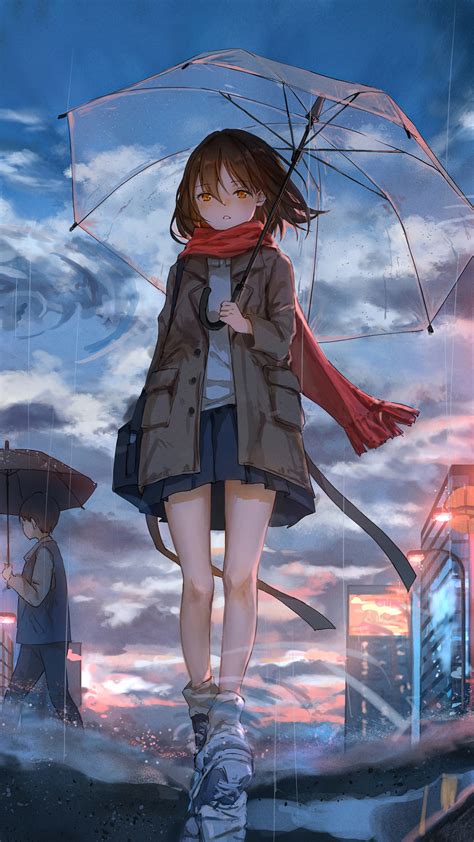 anime girl walking in rain – Ericvisser