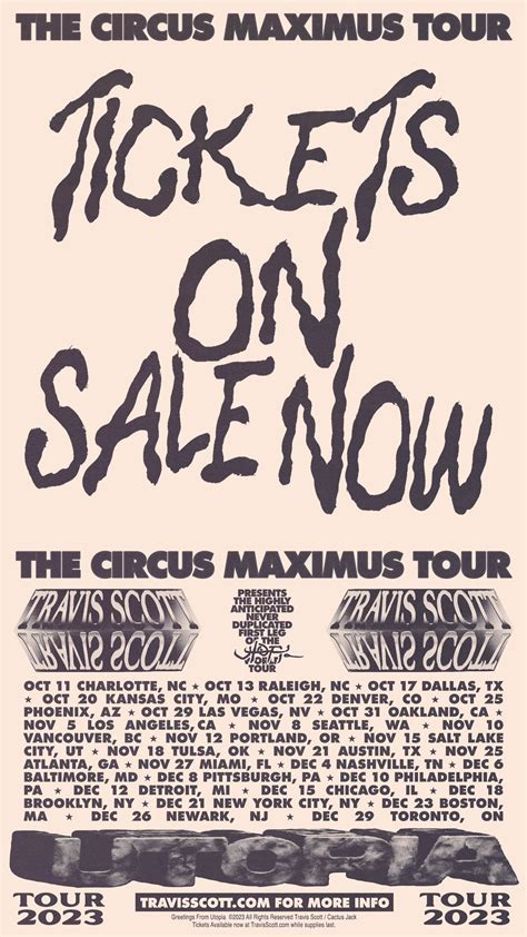 Travis Scott Utopia Circus Maximus Tour 2023 second show dates