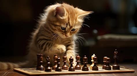 Premium AI Image | Cat playing the Chess