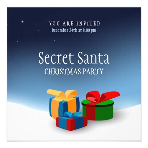 Secret Santa Party invitation 13 Cm X 13 Cm Square Invitation Card | Zazzle