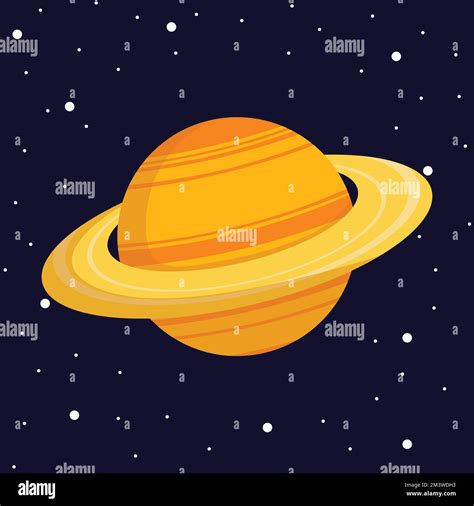 Saturn Planet in Dark Space. Vector, Cartoon Illustration of Planet ...