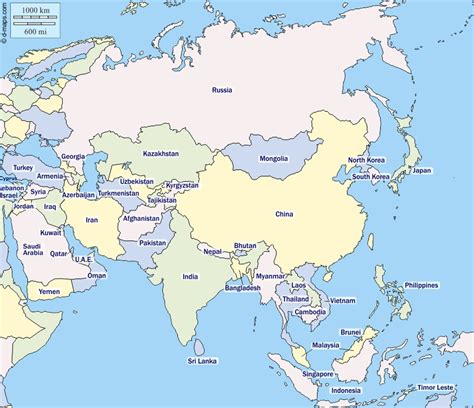 Countries of Asia (list and map; 2024) - Learner trip