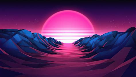 1360x768 Resolution Purple Sunrise 4K Vaporwave Desktop Laptop HD Wallpaper - Wallpapers Den