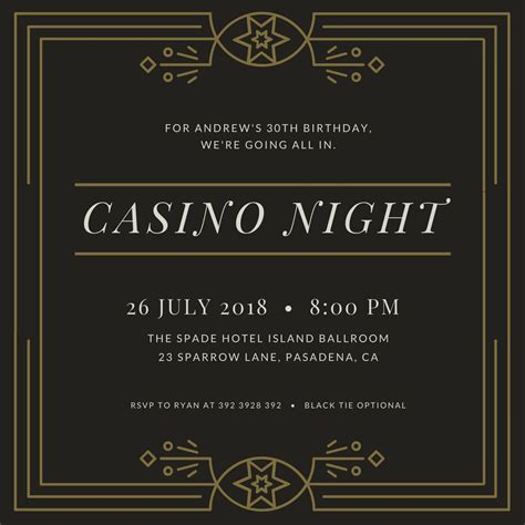 Ornate Border Casino Night Invitation - Templates by Canva