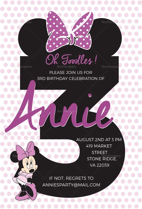 Joyous Minnie Mouse Invitation Design Template in PSD, Word, Publisher