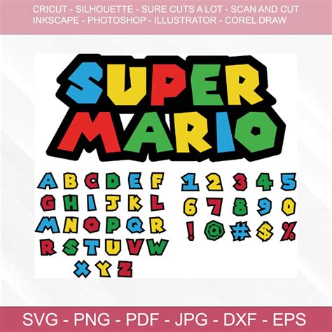 Super Mario Font Mario Font Letters Svg Dxf Png Eps For Cricut ...