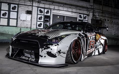 Modified white and black Nissan GT-R R35, Nissan, Datsun, car, vehicle HD wallpaper | Wallpaper ...