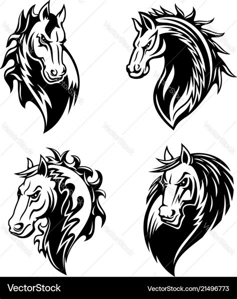 Horse or mustang animal icons tattoo and mascot Vector Image