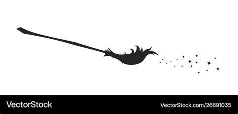 Black silhouette witch broom Royalty Free Vector Image