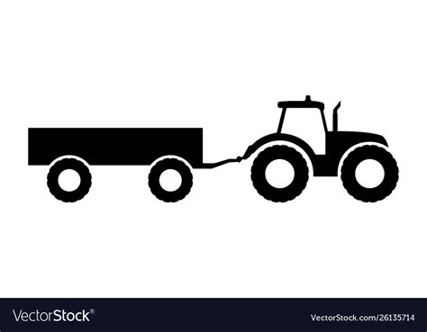 Silhouette a tractor with trailer Royalty Free Vector Image