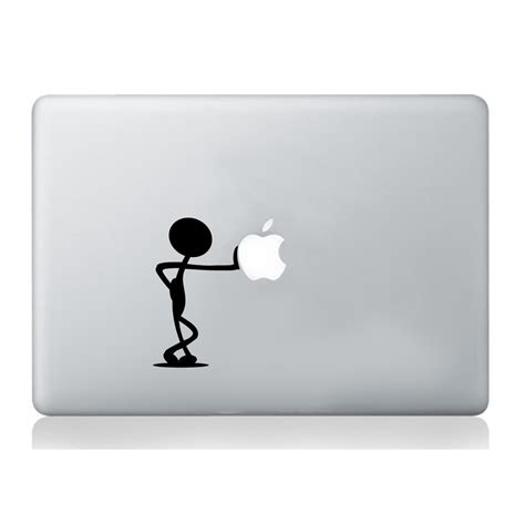 Man pushing Apple stickers macbook laptop decal art graphic vinyl funny ...