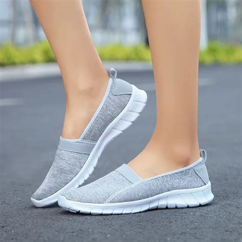 Fashion Women Soft Sole Slip on Breathable Casual Shoes Lazy Shoes Flat feminino esportivo ...