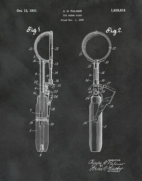 1931 Ice Cream Scoop Patent Print, Ice Cream Shop Decor, Ice Cream Scoop Blueprint, Ice Cream ...