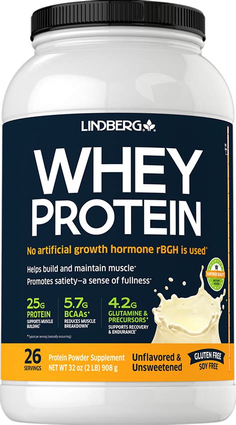 Whey Protein Natural (Unflavored & Unsweetened), 2 lbs (908 g) Bottle | Piping Rock Health Products